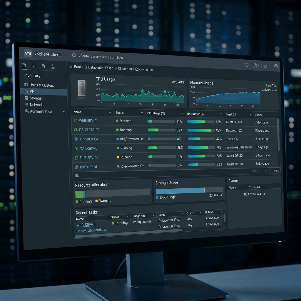 VMware ESXi Sanallaştırma ve Hypervisor Dashboard